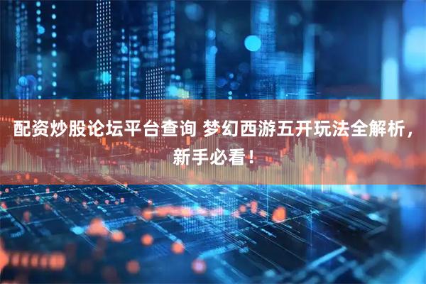 配资炒股论坛平台查询 梦幻西游五开玩法全解析，新手必看！