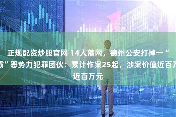 正规配资炒股官网 14人落网，德州公安打掉一“市霸”恶势力犯罪团伙：累计作案25起，涉案价值近百万元